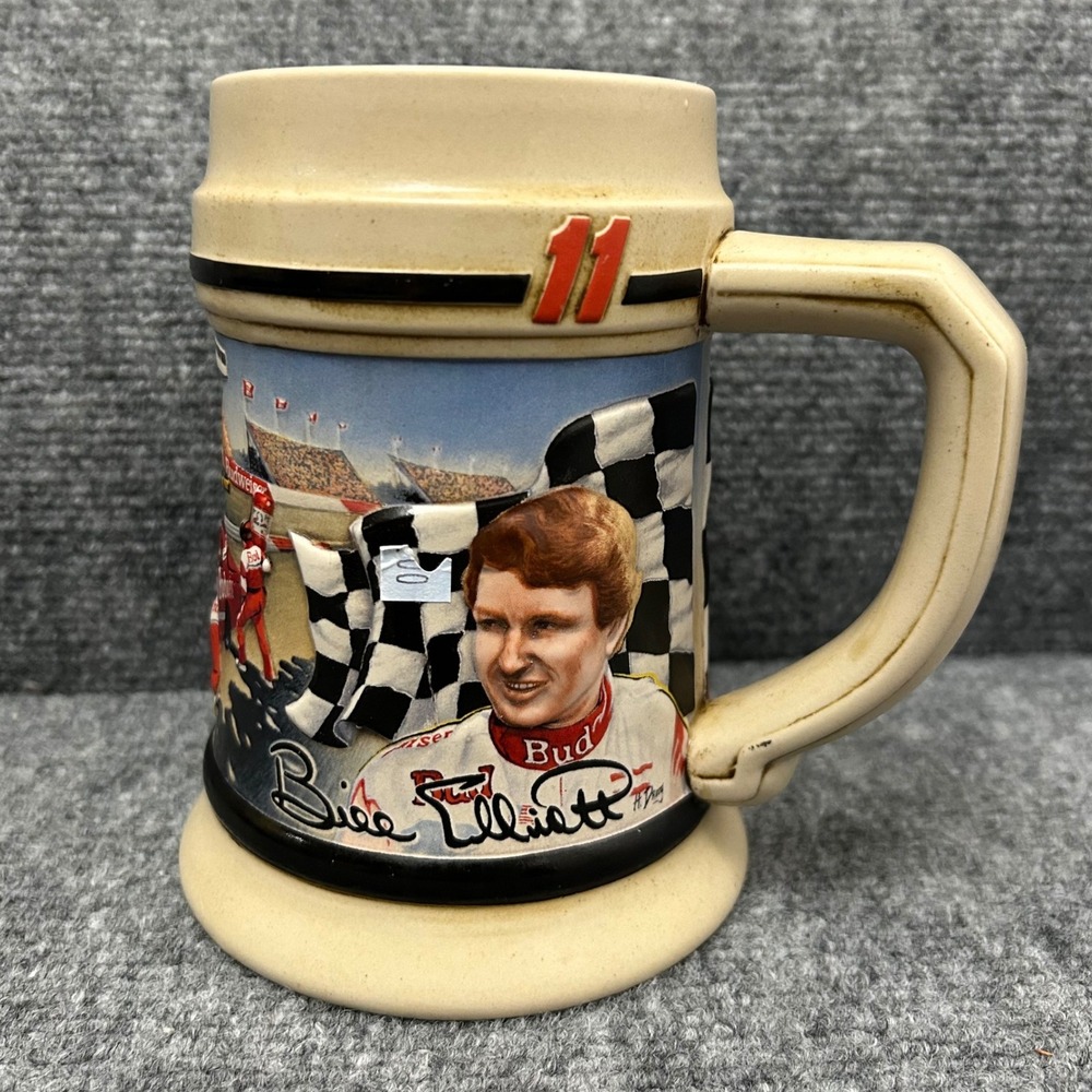 Vintage 1993 Budweiser Racing Stein Bill Elliott Junior Johnson 11 NASCAR Mug